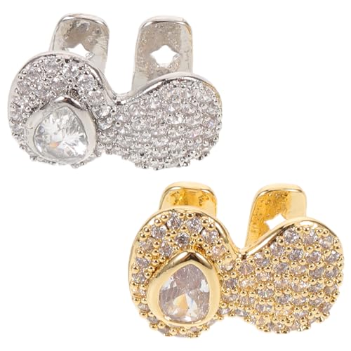 COSMEVIVI 2 Stück Zahnkappen-Grills: Kupferfarbene CZ-Einzelzahnkappe – Halloween-Gefälschte Zähne – Bling-Vampir-Cosplay-Kostümzubehör für Frauen und Männer von COSMEVIVI