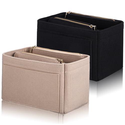 COSMEVIVI Taschen Organizer Einsatz 2 Stück Aus Filz Multifunktionale Handtaschen Organizer Mit Reißverschlussfächern Für Kosmetika Schmuck Und Elektronik Für Handtaschen Und von COSMEVIVI
