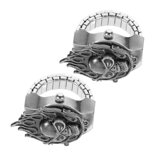 COSMEVIVI 2stücke Punk Uhr Verstellbare Fingeruhr Mit -open Cover Retro Design Für Damen Und Herren Elastisches Band Als Schmuck Und Für Jeden Anlass COSMEVIVI 2stücke Punk Uhr Verstellbare Fingeruhr Mit -open Cover Retro Design Für Damen Und Herren Elastisches Band Als Schmuck Und Für Jeden Anlass von COSMEVIVI