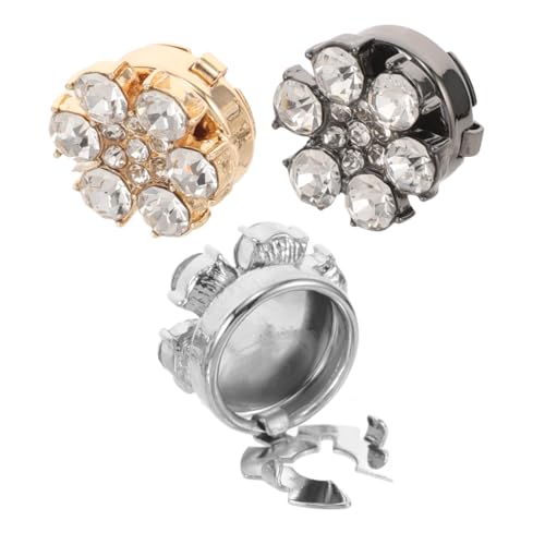 COSMEVIVI 3 Stück Teiliges Manschettenknopf mit Funkelnden Strasssteinen Design Langlebige Legierung Business und Hochzeitsaccessoires in Silber Gold und Schwarz für Herrenhemden von COSMEVIVI