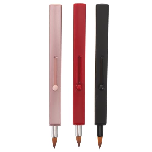 COSMEVIVI 3-teiliger einziehbarer Lippenpinsel: Tragbarer einziehbarer Lippenpinsel mit Kappe für Frauen und Mädchen – Lippenstift- aus Nylon mit Doppelende, kompakte Make-up-Tools für Zuhause und von COSMEVIVI