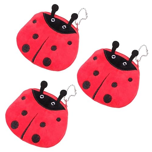 COSMEVIVI 3Stücke Marienkäfer Münzbörse Plüsch Kleine Leichte Geldbörse mit Reißverschluss für Münzen Schlüssel und Kleingeld für Schule Einkaufen und Reisen von COSMEVIVI
