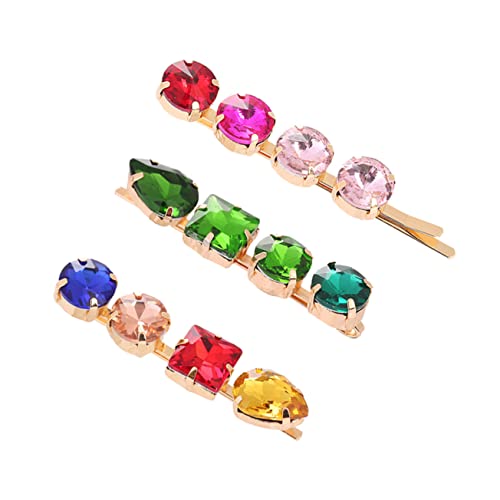 COSMEVIVI 3stücke Legierung Haarspangen Mit Strasssteinen Seitliche Clip-haarspangen Haarnadeln Für Frauen Mädchen Bunte Haarclips von COSMEVIVI