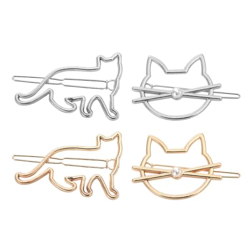 COSMEVIVI 4stücke Teiliges Katzenhaarnadeln Für Damen Und Mädchen Silber Goldene Perle Und Silberne Perle Stilvolle Haarspangen Für Eleganten Look Und Alltagsgebrauch von COSMEVIVI