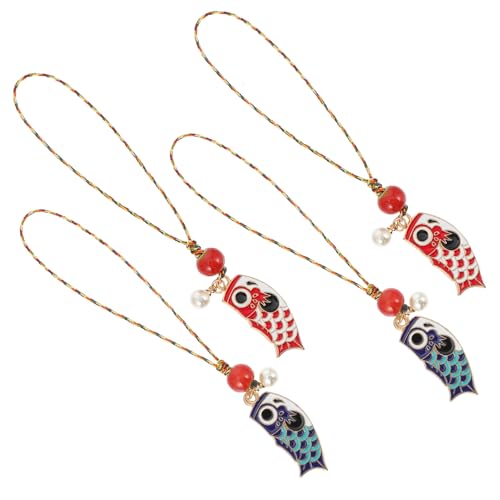 COSMEVIVI Retro Schlüsselband Set 4tlg Karpfen Flaggen Charm für Tasche Schlüssel Handy Robustes Metall von COSMEVIVI