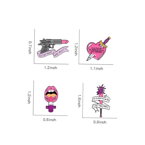 COSMEVIVI 4 Stück Teiliges Damen Cartoon Lippenstift Design Feministische Anstecknadeln Modisch Vielseitig für Kleidung Geburtstagsdeko und Alltagsschmuck von COSMEVIVI