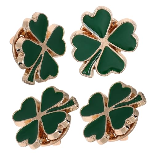 COSMEVIVI 4 Stück Teiliges Kleeblatt Broschen aus Legierung Emaillierte Vierblatt Anstecknadeln Retro Stil Schmuck für Damen Modische Accessoires zu St Patricks Day und Feiertagen von COSMEVIVI