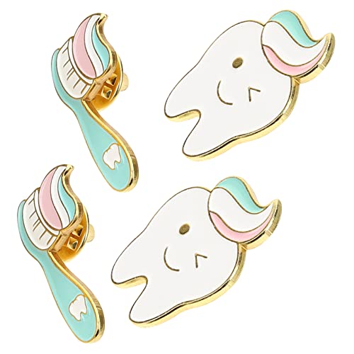 COSMEVIVI 4 Stück Teiliges Kreatives Emaille Zahnbürsten Broschennadel Hochwertiger Langlebig und Modisch Süße Anstecknadeln für Kleidung Rucksäcke Hüte als und Accessoire von COSMEVIVI