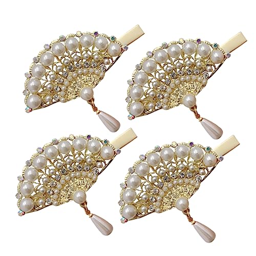 COSMEVIVI 4 Stück Vintage Perlenhaarnadeln Teiliges Tragbare Fächer Haarclips für Damen Stilvolle Haaraccessoires für Alltag und Besondere Anlässe von COSMEVIVI