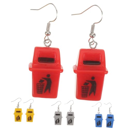 COSMEVIVI 4paare Lustige Ohrringe Seltsame Mülltonnen-form Baumelnde Tropfenohrringe Partyschmuck Für Frauen von COSMEVIVI