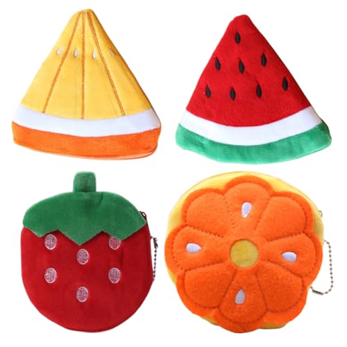 COSMEVIVI 4stücke Teiliges Cartoon Obstform Münzgeldbörse Für Frauen Und Mädchen Niedliche Geldbörse Für Reisen Schlüssel Und Karten Leicht Und Langlebig von COSMEVIVI