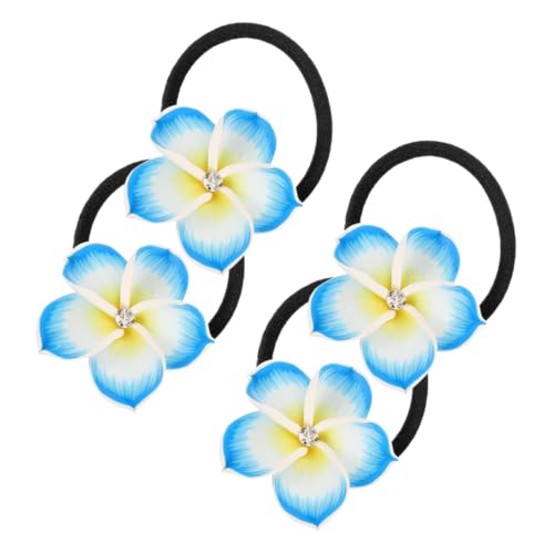COSMEVIVI 4stücke Elastische Haargummis Mit Blumenmotiven Für Mädchen Handgemachte Soft Haaraccessoires Für Strand Süße Und Stilvolle Haarbänder Für von COSMEVIVI