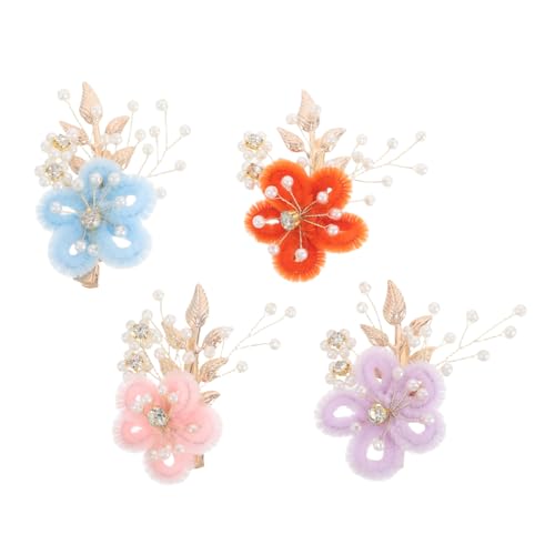 COSMEVIVI 4stücke Haarspangen Im Vintage-stil Mit Blumenmuster Und Kunstperlen Für Hochzeiten Partys Strandurlaub Handgefertigte Haarspangen Für Braut Brautjungfern Frauen von COSMEVIVI