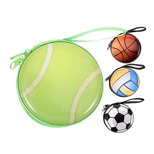 COSMEVIVI 4stücke Junge Mädchen-geldbörse Mit Reißverschluss Münzbörse Münzbeutel Für Wechselgeld Runde Aufbewahrungsbox in Basketball-Volleyball-fußball Muster Tragbar Und von COSMEVIVI