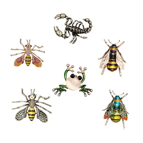 COSMEVIVI 6 Stück Vintage Broschennadeln im Kreativen Tier und Insekten Design Langlebige Mode Broschen für Kleidung Einfach zu Befestigen Modische Accessoires für Vielseitige Outfits von COSMEVIVI