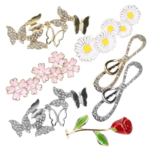 COSMEVIVI 7 Stück Teiliges Schuhband Charms mit Schmetterling Blume und Strasssteinen Abnehmbare Schnürsenkel Schmuck Clips Vielseitige Sneaker Dekoration für Mädchen und Damen von COSMEVIVI