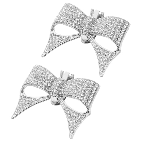 COSMEVIVI Abnehmbare Silberne Schleifen Schuhblumen Deko Clips Wiederverwendbar Sicher für DIY Schuhschmuck Hochzeit Party und Geschenkverpackungen Damenschuh Accessoires von COSMEVIVI