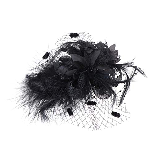 COSMEVIVI Blumen Haarklammer Für Frauen Elegantes Haarschmuck-accessoire Für Hochzeiten Teepartys Fotografie Handgefertigter Fascinator Mit Netzdesign Schwarz von COSMEVIVI