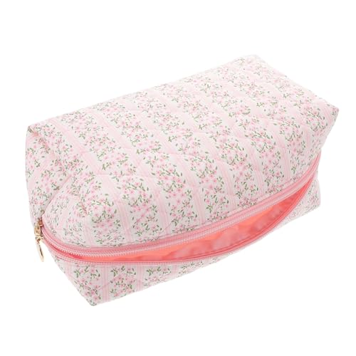 COSMEVIVI Makeup Tasche Für Damen Große Tragbare Kosmetiktasche Mit Reißverschluss Rosa Für Reisen Organizer Für Toilettenartikel Mit Stilvollem Blumenmuster von COSMEVIVI