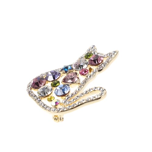 COSMEVIVI Bunte Katzenbrosche mit Metallnadeln Modisches Tier-anstecknadel Schmuckaccessoire für Damen und Mädchen Farbenfrohe Strasssteine Kleine Niedliche Anstecker für Kleid Mantel Tasche von COSMEVIVI