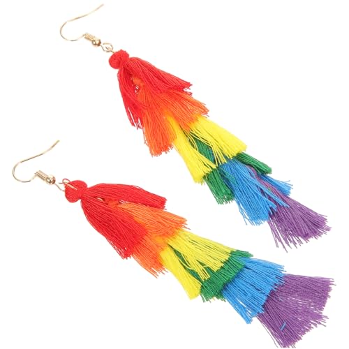 COSMEVIVI Bunte Rainbow Tassel Ohrringe Damen Statement Tropfenohrringe Modisch Langlebig Hautfreundlich für Party Alltag von COSMEVIVI