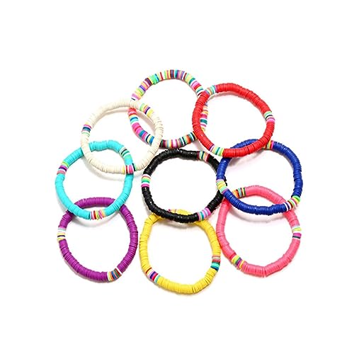 COSMEVIVI Buntes Polymer Clay Armband Perlen Elastisch Verstellbar Damen Strand Schmuck Boho Stil Wrist Accessory Natürlicher Look Sommer Beach Gift von COSMEVIVI