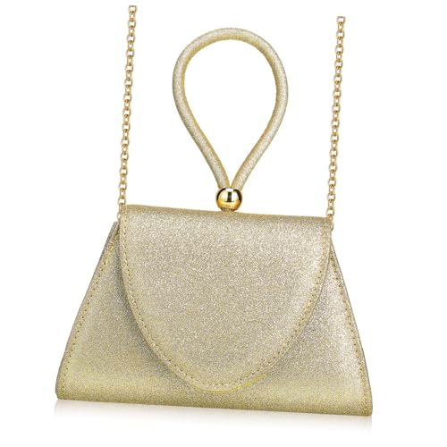 COSMEVIVI Clutch Tasche Damen Polyester Gold Abendtasche mit Magnetverschluss und Tragegriff für Alltag und Party Stilvolle Umhängetasche Praktische Tote Bag von COSMEVIVI