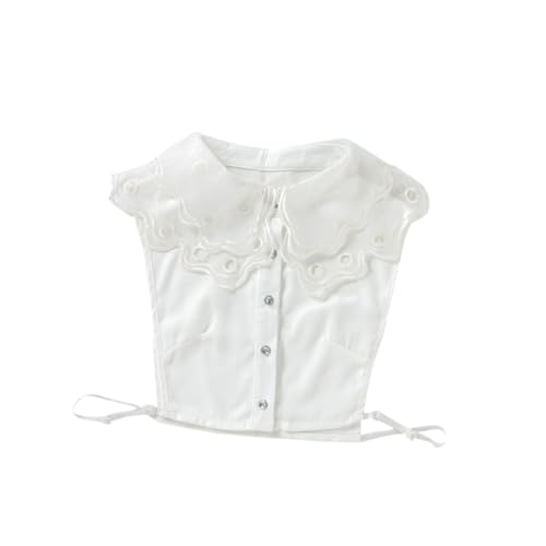 COSMEVIVI Damen Weißer Spitzeneinsatz Fake Kragen Vielseitiges Dekorationsaccessoire Für Oberteile Für Partys Und Besondere Anlässe Eleganter Look Für Jedes Outfit von COSMEVIVI