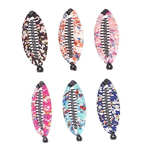 COSMEVIVI 6stücke Teiliges Bananen-haarspangen Für Frauen Starker Halt Für Pferdeschwanz Und Hochsteckfrisuren Stoffdesign Zufälligen Farben Für Arbeit Und Freizeit von COSMEVIVI