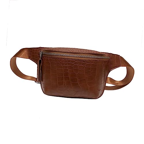COSMEVIVI Damen Umhängetasche Mit Reißverschluss Modische Pu Bauchtasche Im Krokodil-Muster Vielseitig Als Crossbody Bag Nutzbar Für Alltag Und Besondere Anlässe Braun von COSMEVIVI