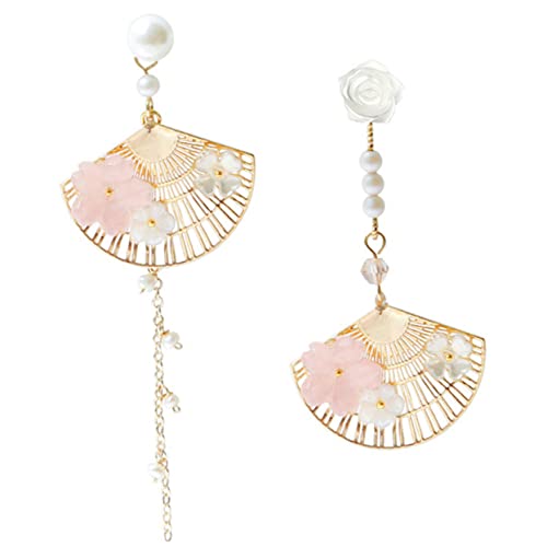 COSMEVIVI Damen Ohrhänger mit Zartem Perlen Tropfen und Kreativem Fächer Design Leichte Dangle Ohrringe für Teenager Mädchen und Frauen Modischer Schmuck für Alltag und Besondere Anlässe von COSMEVIVI