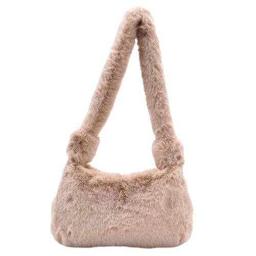 COSMEVIVI Damen Schultertasche Aus Plüsch Mädchen Handtasche Robustes Material Zum Einkaufen Reisen Arbeiten Mit Handyfach Schlüsselorganizer von COSMEVIVI