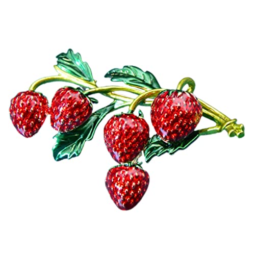 COSMEVIVI Erdbeer Brosche Anstecknadel Vintage Frucht Schmuck Damen Reversnadel Kleidung Taschen Pin Accessoire für Frauen und Mädchen von COSMEVIVI