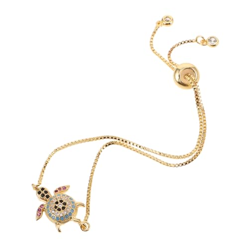 COSMEVIVI Goldene Einstellbare Damenarmband mit Funkelndem Zirkonia und Meeresschildkröten-anhänger Robustes Elegantes Schmuckstück im Maritimen Stil Verstellbare Gliederkette Geschenk für von COSMEVIVI
