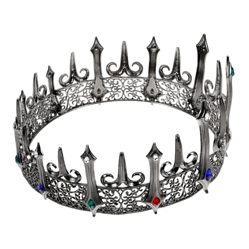 COSMEVIVI Gothic Krone Für Und Cosplay-krone Mit Bunten Strasssteinen Kopfbedeckung Für Partys Hochzeiten Und Besondere Anlässe von COSMEVIVI