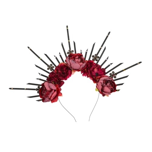 COSMEVIVI Gothic Blumenkrone Haarband Für Damen Göttin Stirnband Für Cosplay Und Halloween Dunkles Blumenhaaraccessoire Für Festivals Und Partys von COSMEVIVI