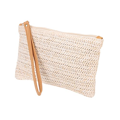 COSMEVIVI Große Damen Geldbörse aus Handgewebtem Stroh mit Vielseitigem Kartenfach und Geräumigem Münzfach Leichte Clutch für Reisen Party und Alltag Stilvoller Kompakter Handtaschenersatz von COSMEVIVI