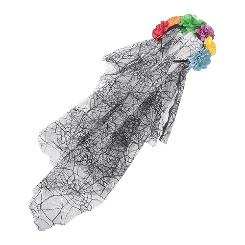 COSMEVIVI Halloween Veil Headband Mit Bunten Blumen Und - Perfektes Kostümzubehör Für Halloween Karneval Und Cosplay Leicht Und Angenehm Zu Tragen von COSMEVIVI
