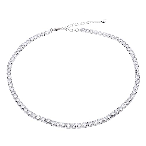 COSMEVIVI Zirkonia Halskette Für Damen Stilvolle Strass Halskette 3mm 41 5cm Modischer Halsschmuck Für Besondere Anlässe von COSMEVIVI