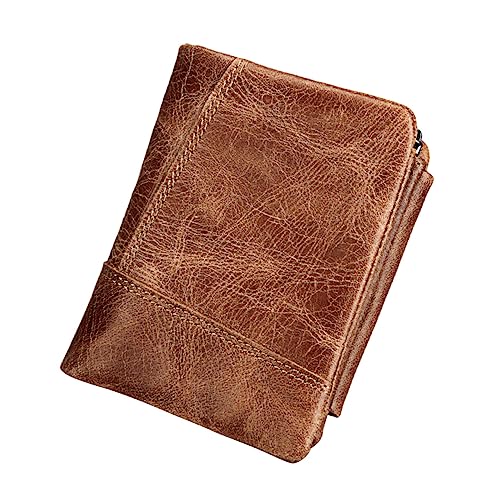 COSMEVIVI Geldbörse Herren Aus Rindsleder Dreifach Gefaltet Mit Reißverschluss Kartenetui Mit Stauraum Für Kreditkarten Ausweise Und Bargeld Slim Wallet Für Täglichen Gebrauch Braun von COSMEVIVI