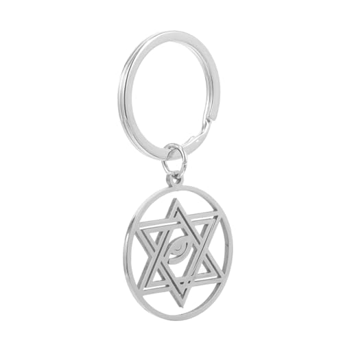 COSMEVIVI Schmuck Herren Hexagramm Teufelsauge Schlüsselanhänger Aus Edelstahl Dekorativer Anhänger Für Taschen Metallischer Schlüsselanhänger Stilvolles Accessoire Für Änner Und Frauen Kette Herren von COSMEVIVI