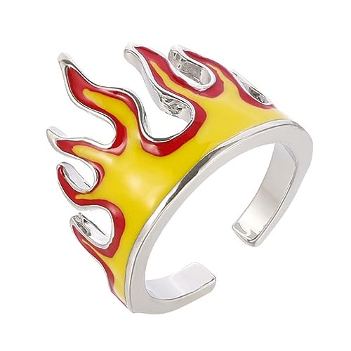 COSMEVIVI Hip Hop Flammen Ring Offener Verstellbarer Finger Schmuck Kreativer Stil Unisex Modischer Statement Ring Leicht und von COSMEVIVI