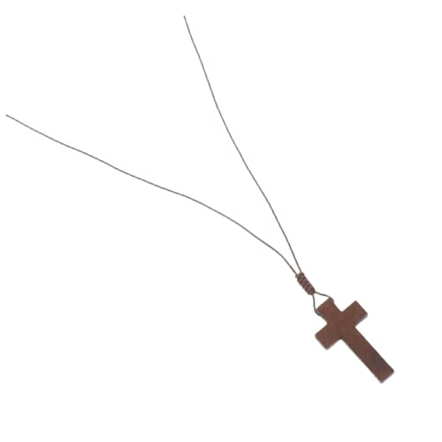 COSMEVIVI Holz Kreuz Anhänger Halskette Unisex Verstellbares Seilband Modeaccessoire Für Herren Damen Vielseitig Kombinierbar Stilvoll von COSMEVIVI