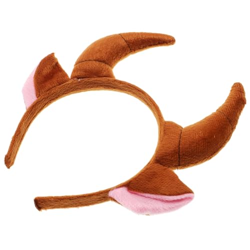 COSMEVIVI Kuhhorn Stirnband Für Tierohren Haarreif Ochsenhornform Für Kostü Party Karneval Halloween Und Geburtstagsfeiern Braunes Tierkostü Zubehör von COSMEVIVI
