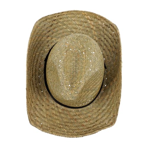 COSMEVIVI Strohhut Für Herren Geflochtener Sonnenhut Mit Breiter Krempe Uv Schutz Atmungsaktiv Für Strand Garten Und Outdoor Aktivitäten Einheitsgröße von COSMEVIVI