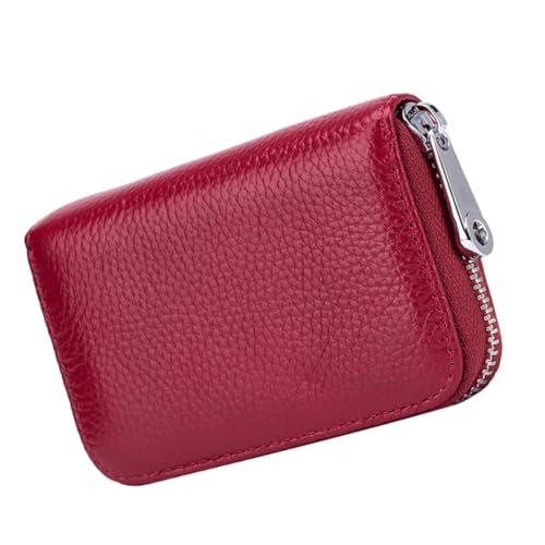 COSMEVIVI Wallet Holder RFID Blocking Kartenetui Tragbare Geldbörse Mit Fächern Und Reißverschluss Für Kreditkarten Und Ausweise Elegantem Weinrot Klein Und Kompakt Für Unterwegs von COSMEVIVI