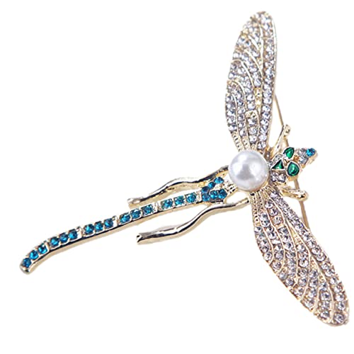 COSMEVIVI Libellen Brosche mit Perlen und Funkelnden Kristallen Anstecknadel für Kleidung und Rucksack Stilvolles Damen Accessoire für Alltag Party und Festliche Anlässe von COSMEVIVI