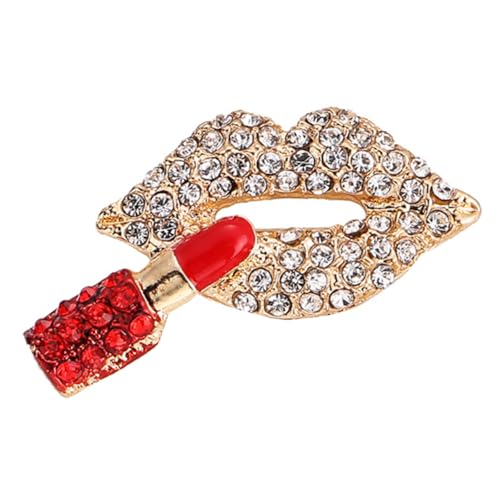 COSMEVIVI Lippenstift Brosche für Frauen Rote Strass Anstecknadel Dekoration für Kleidung Schals und Hüte Hochwertige und Langlebige Kleider Pin mit Sicherem Verschluss von COSMEVIVI