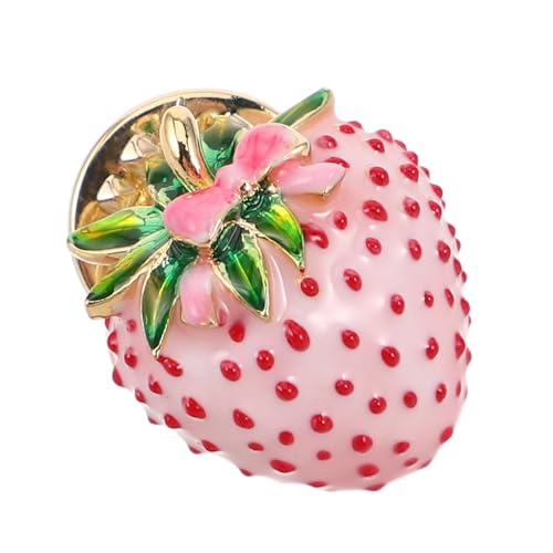COSMEVIVI Mode Damen Brosche Erdbeere Emaille Langlebig Farbecht Kompakt und Auffällig Stilvolles Geschenk für Kleidung Taschen Anlässe Modisches Accessoire Rosa von COSMEVIVI