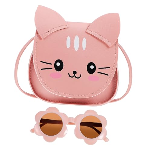 COSMEVIVI Niedliche Katzen-umhängetasche für Mädchen mit Sonnenblumen-sonnenbrille Leichte Crossbody Bag in Katzenform Kompakte Geldbörse mit Geräumigem Innenfach für Teens und von COSMEVIVI